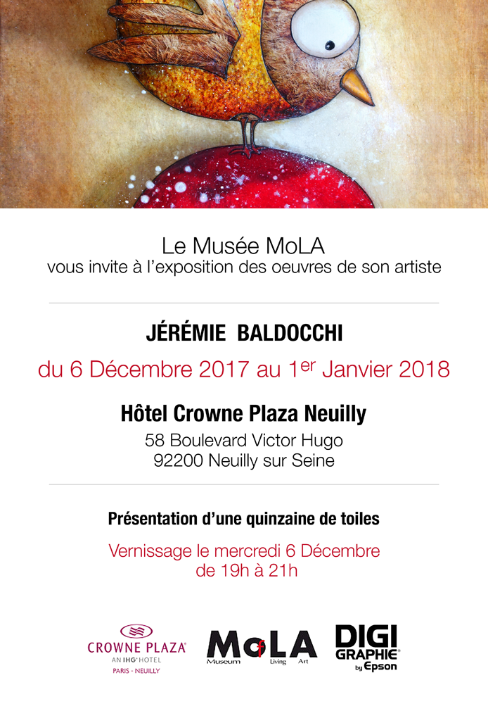 Solo exhibition: Crowne Plaza Hotel  Paris – FRANCE from 06 to 31 December 2017
