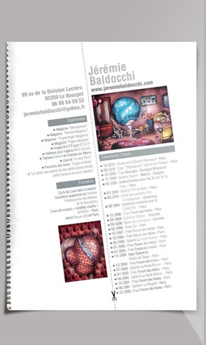 Artistic resume of the painter Jeremie Baldocchi French version in PDF format